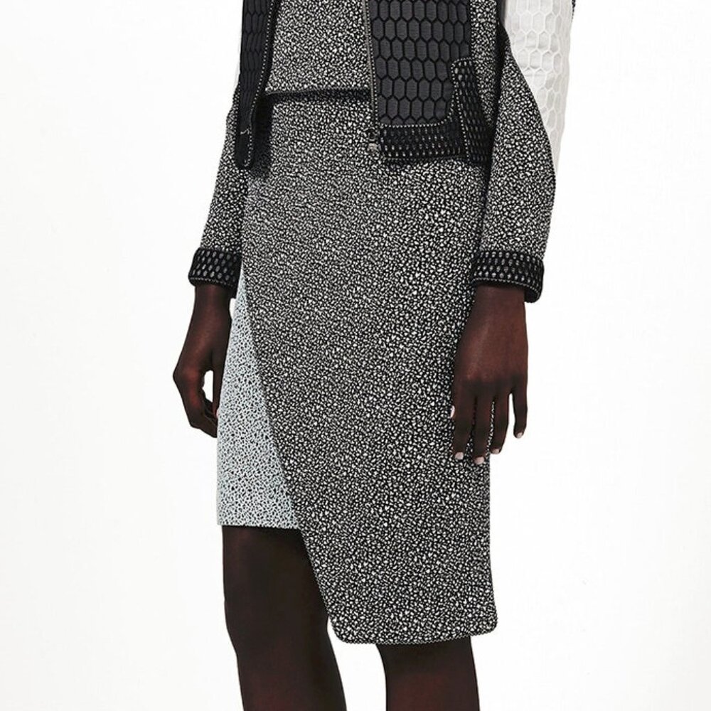 Jonathan Simkhai PF/15 Black & White Speckled Jacquard Asymmetrical Skirt